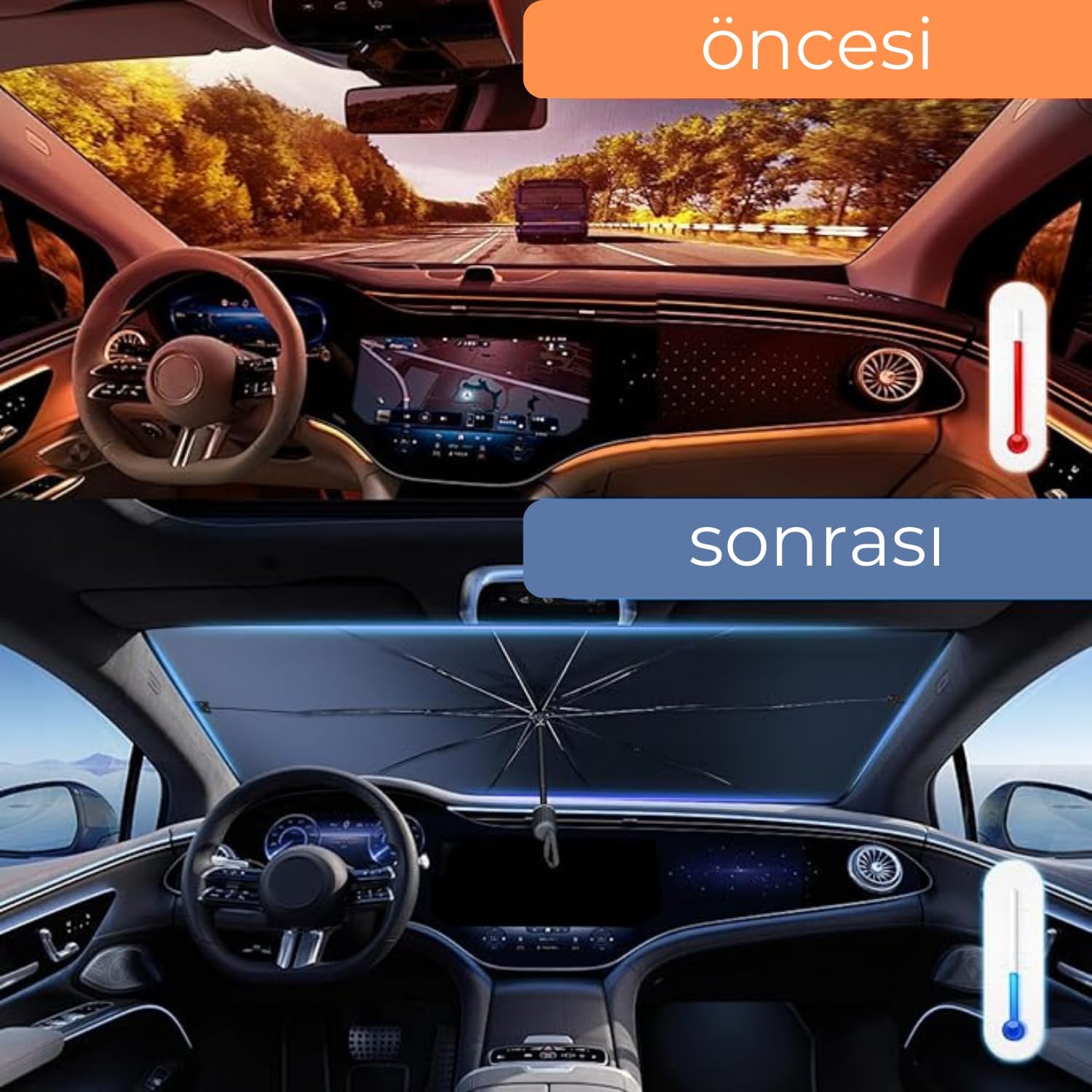 Renault Symbol, Dacia Sandero, Opel Corsa, Ford Ka, Peugeot 208 Uyumlu Oto Şemsiye - Lisinya