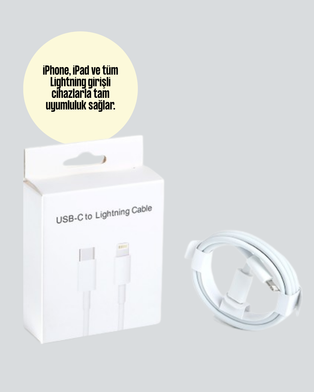 30W Type-C Lightning Hızlı Şarj Kablosu 1.2m iPhone Uyumlu - Lisinya