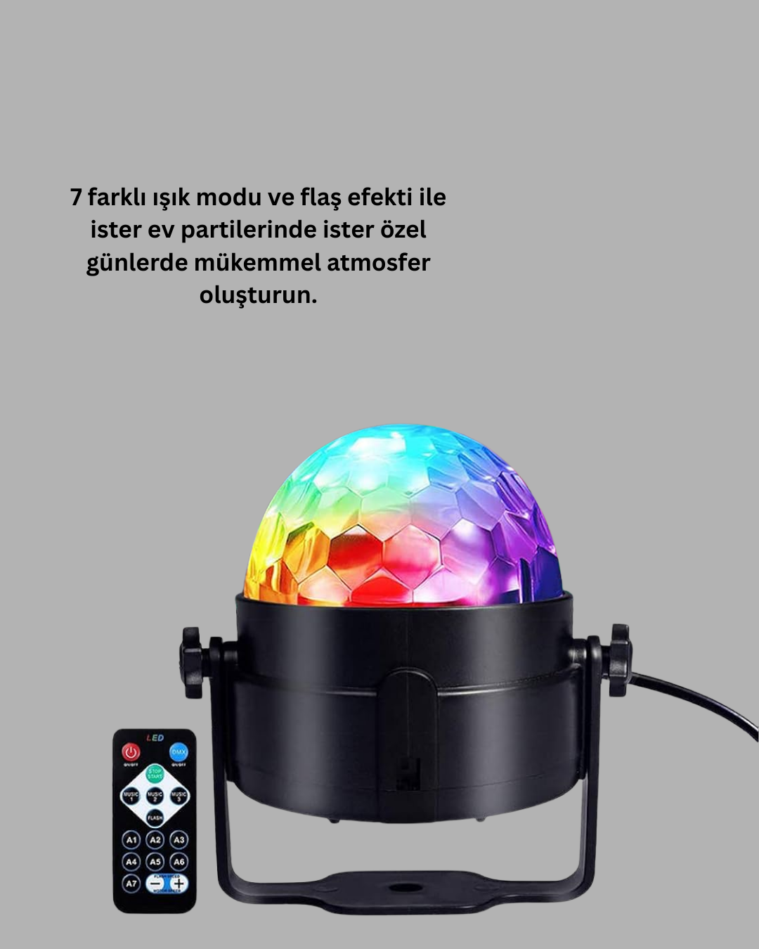 RGB LED Disko Küresi 7 Modlu Uzaktan Kumandalı - Lisinya