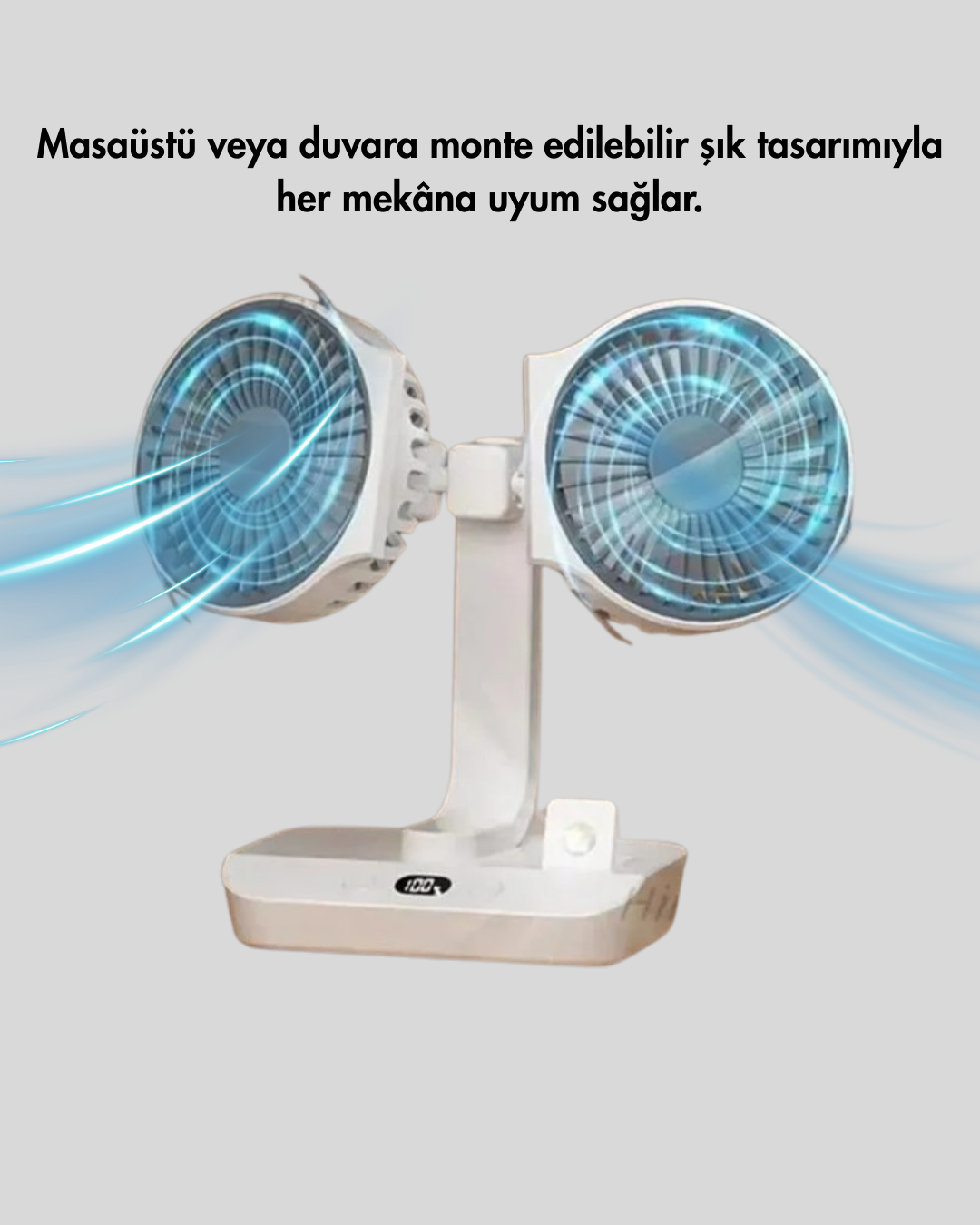 4 Kademeli Hız Ayarlı USB Şarjlı Çift Taraflı Masaüstü Vantilatör - Lisinya