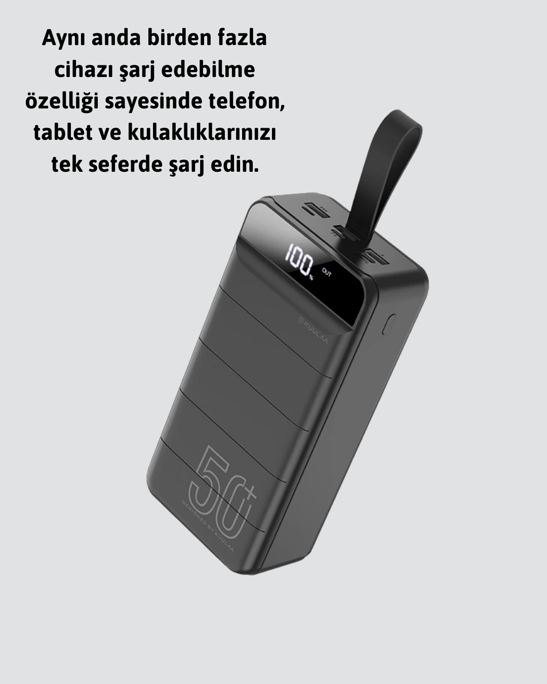 50.000 mAh Kapasiteli Powerbank – Hızlı Şarj Destekli, 4 USB Portlu, LED Işıklı Taşınabilir Enerji Deposu - Lisinya