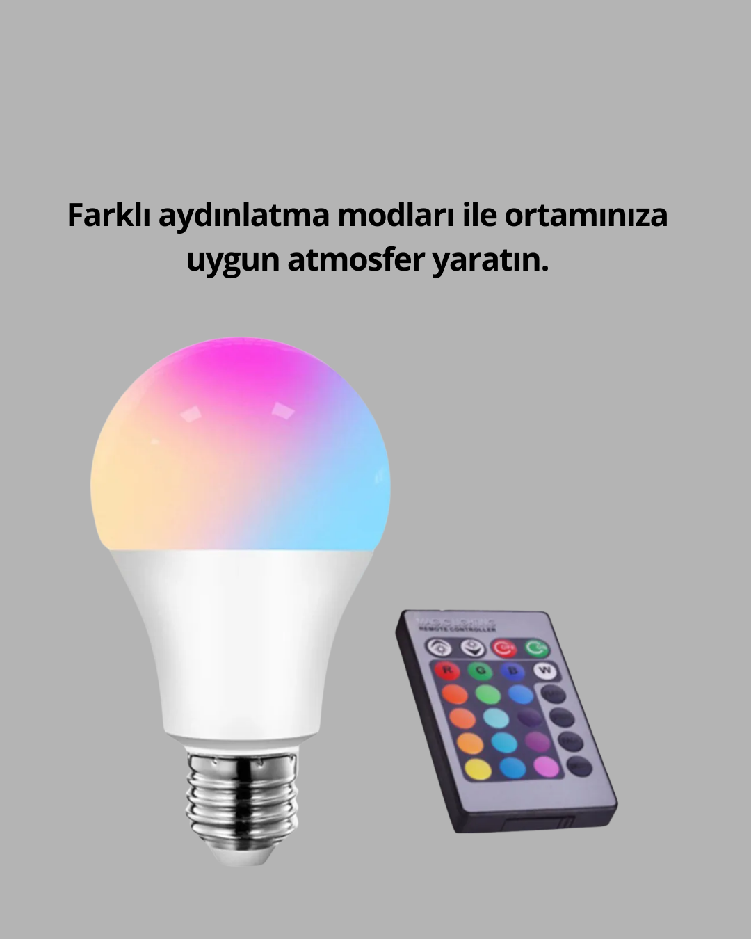 A Kalite 2025 RGB LED Ampul Uzaktan Kumandalı 16 Renkli Lamba - Lisinya