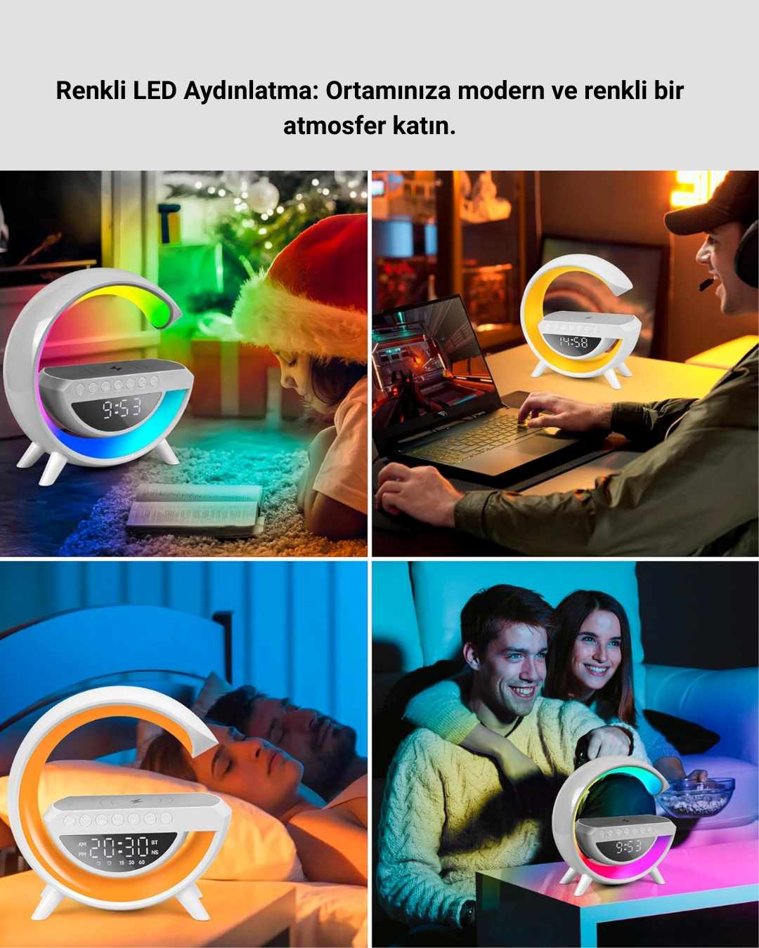 13 Renk Seçenekli Kablosuz Şarj Cihazlı LED Lamba - Lisinya 13 Renk Seçenekli Kablosuz Şarj Cihazlı LED Lamba - Lisinya