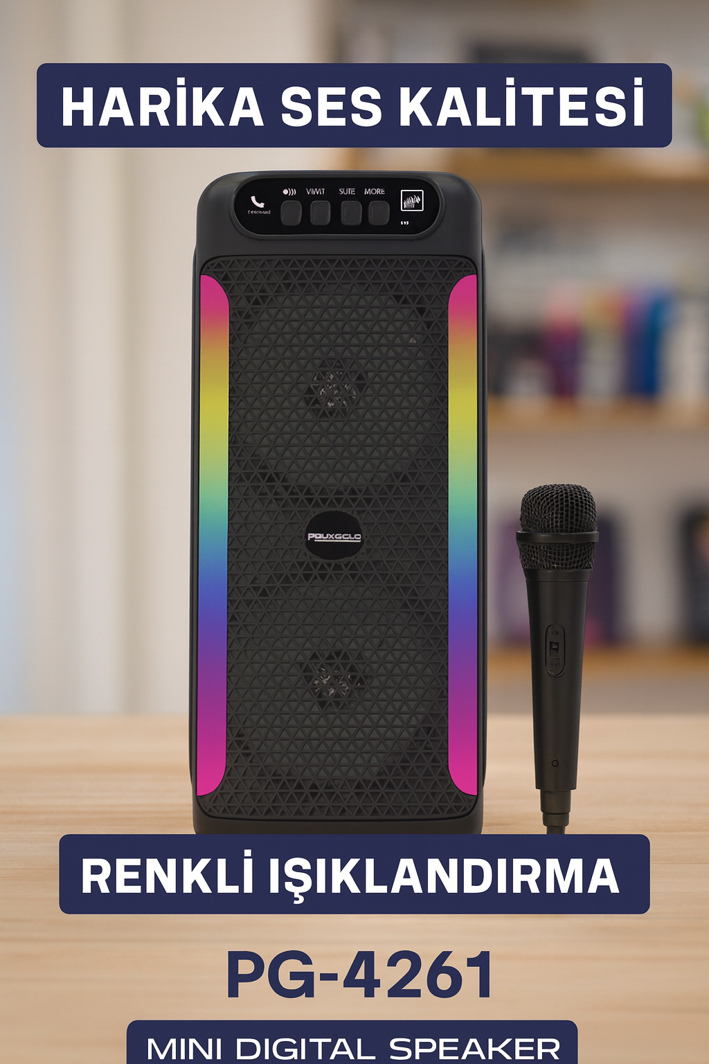 Yüksek Ses Güçlü Kablosuz Hoparlör  Karaoke Mikrofonlu - Lisinya