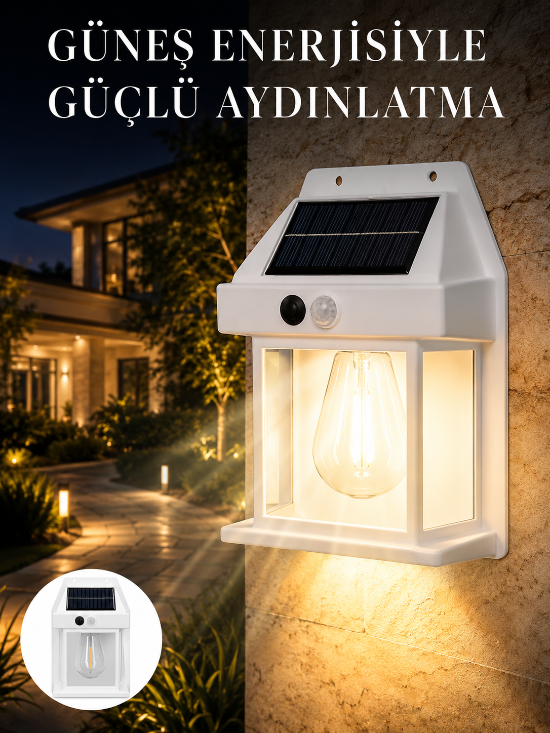 Sensörlü Solar Led Dış Duvar Aydınlatma - Lisinya Sensörlü Solar Led Dış Duvar Aydınlatma - Lisinya