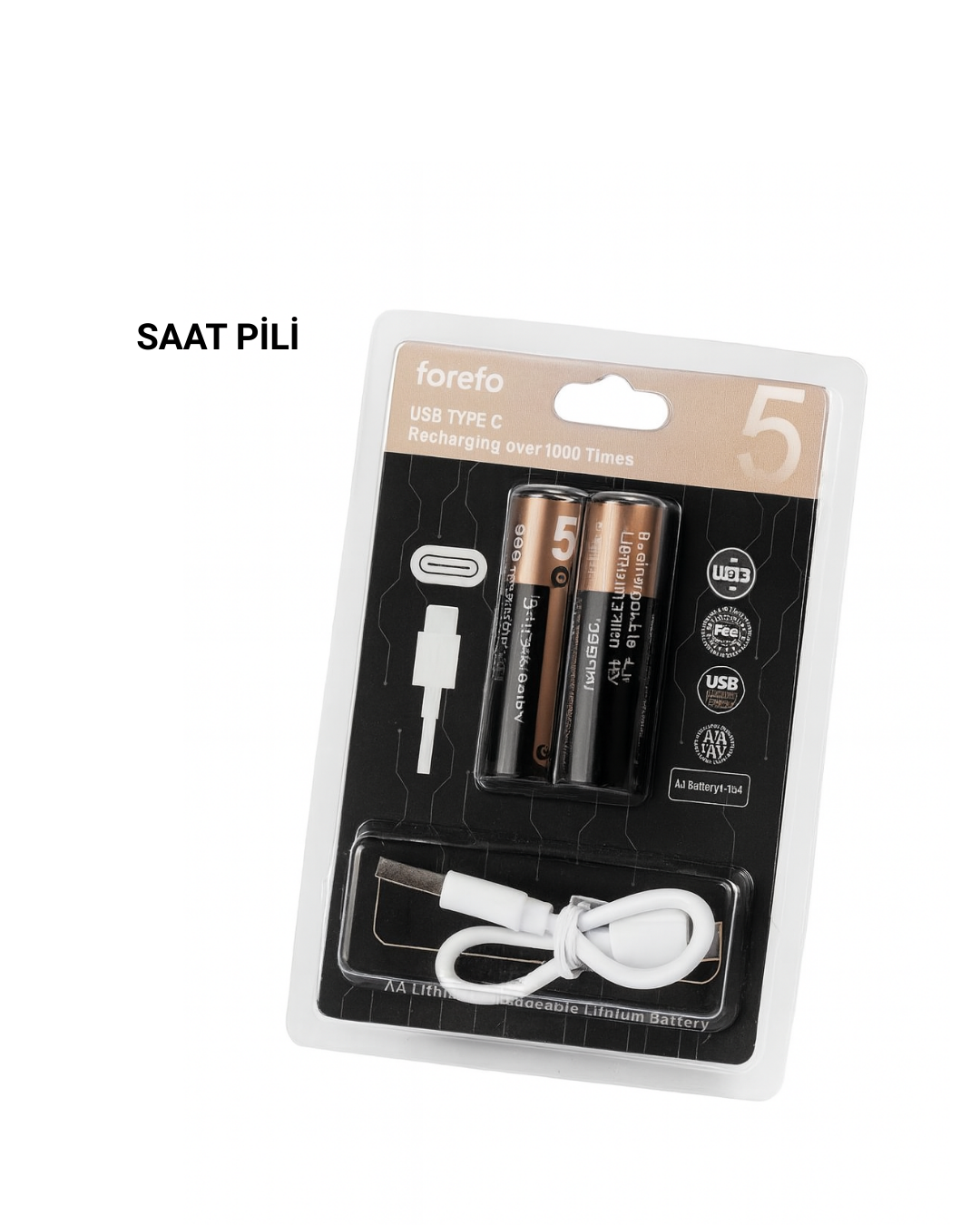 USB Type-C ile Hızlı Şarj Edilebilen AA Lityum Pil - Lisinya