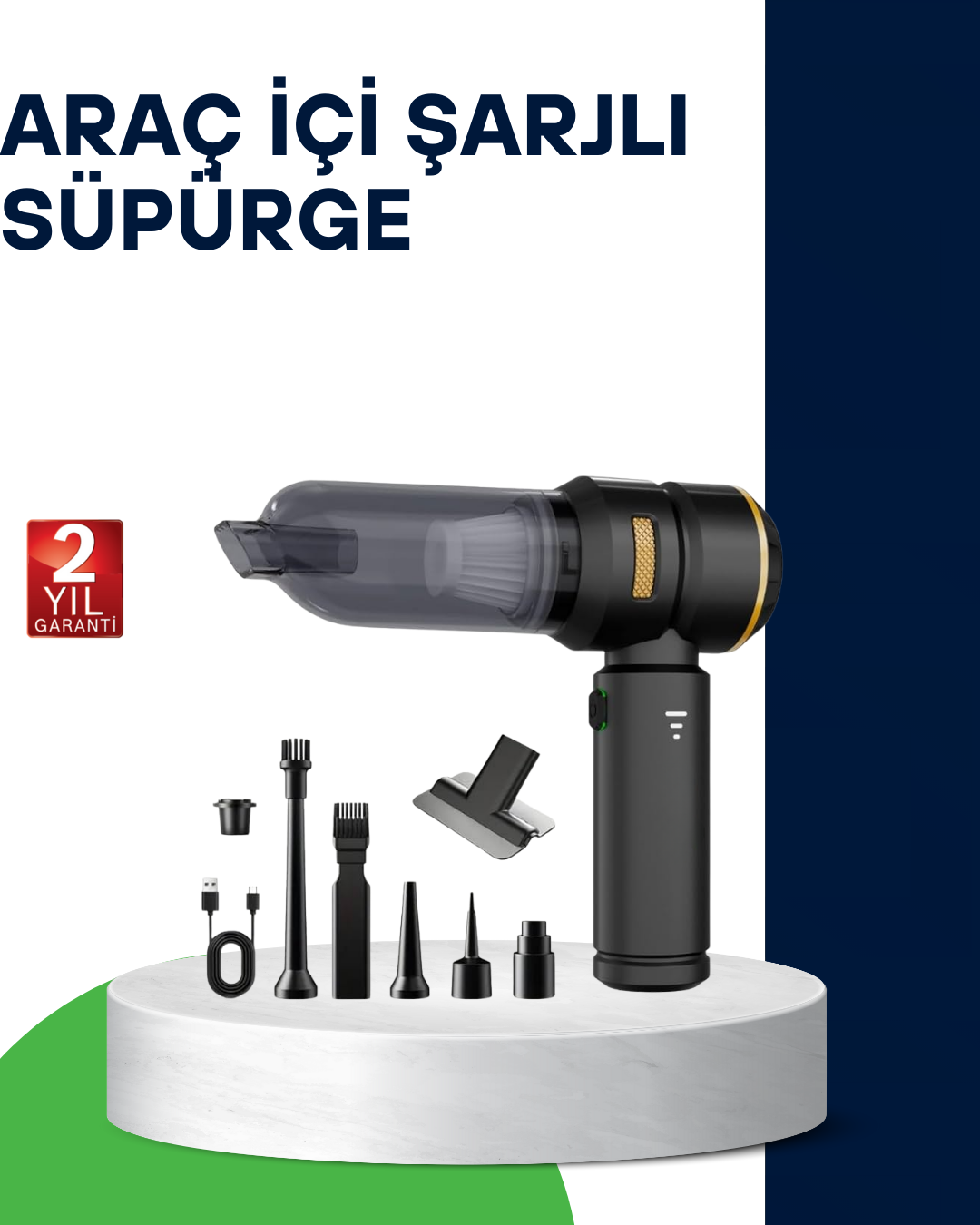 Kablosuz Şarjlı Araç İçi ve Küçük Alanlar İçin Güçlü Vakumlu Süpürge - Lisinya