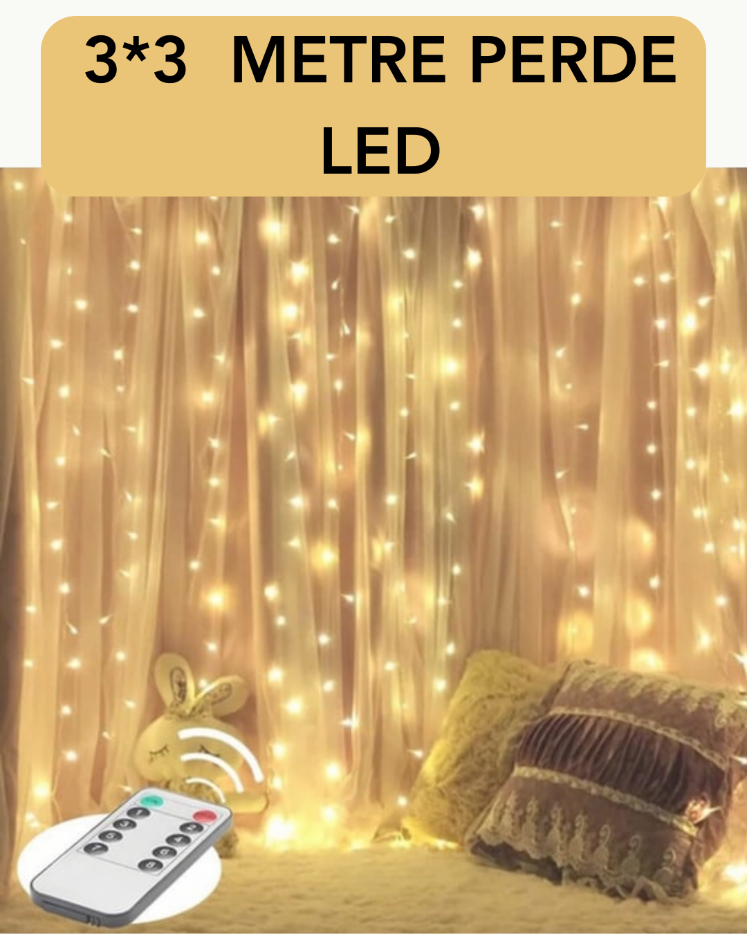 3x3 Metre Perde LED Işık – Parti ve Bahçe Dekorasyonu - Lisinya