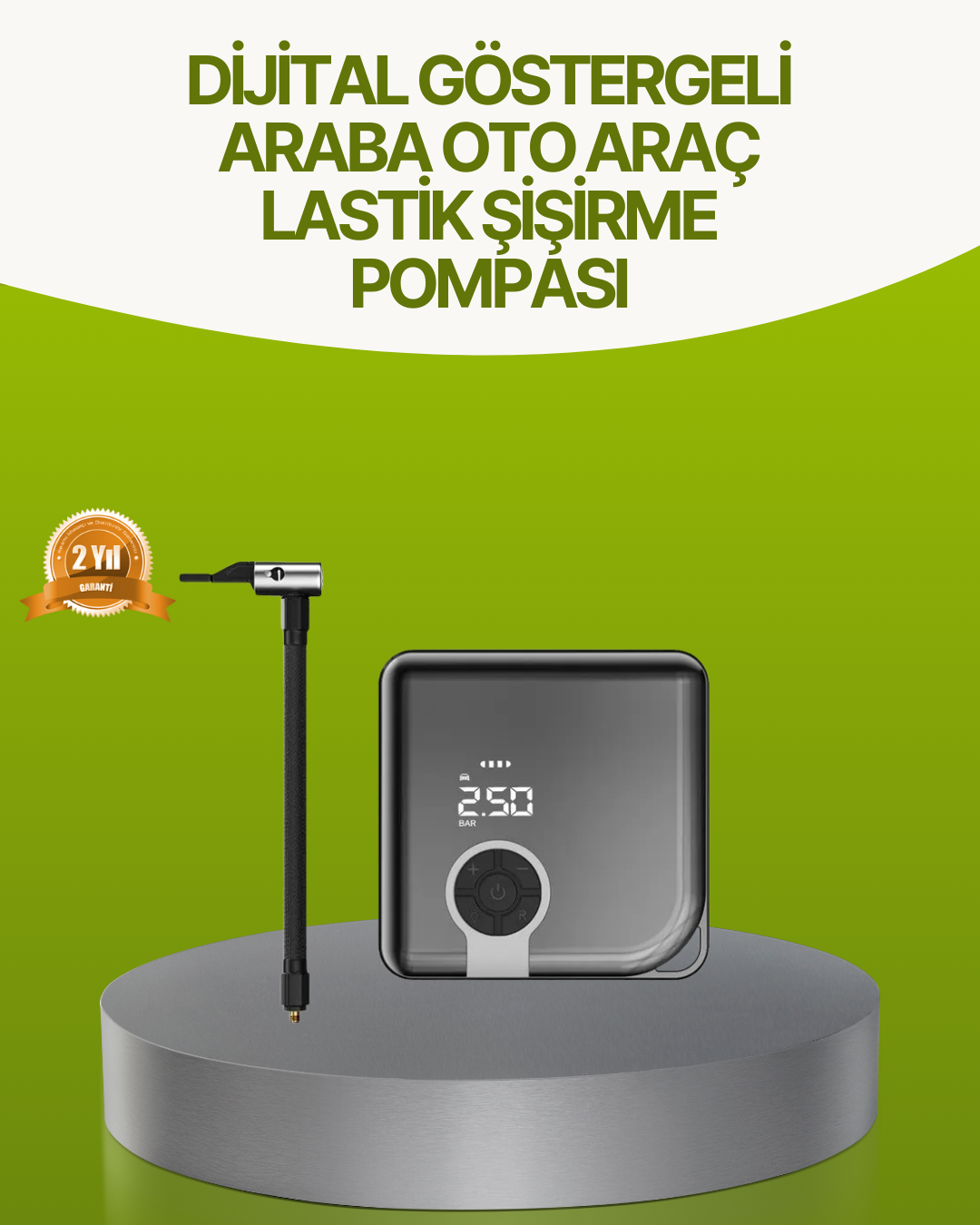 Dijital Ekranlı Taşınabilir Akıllı Araç Hava Kompresörü - Lisinya