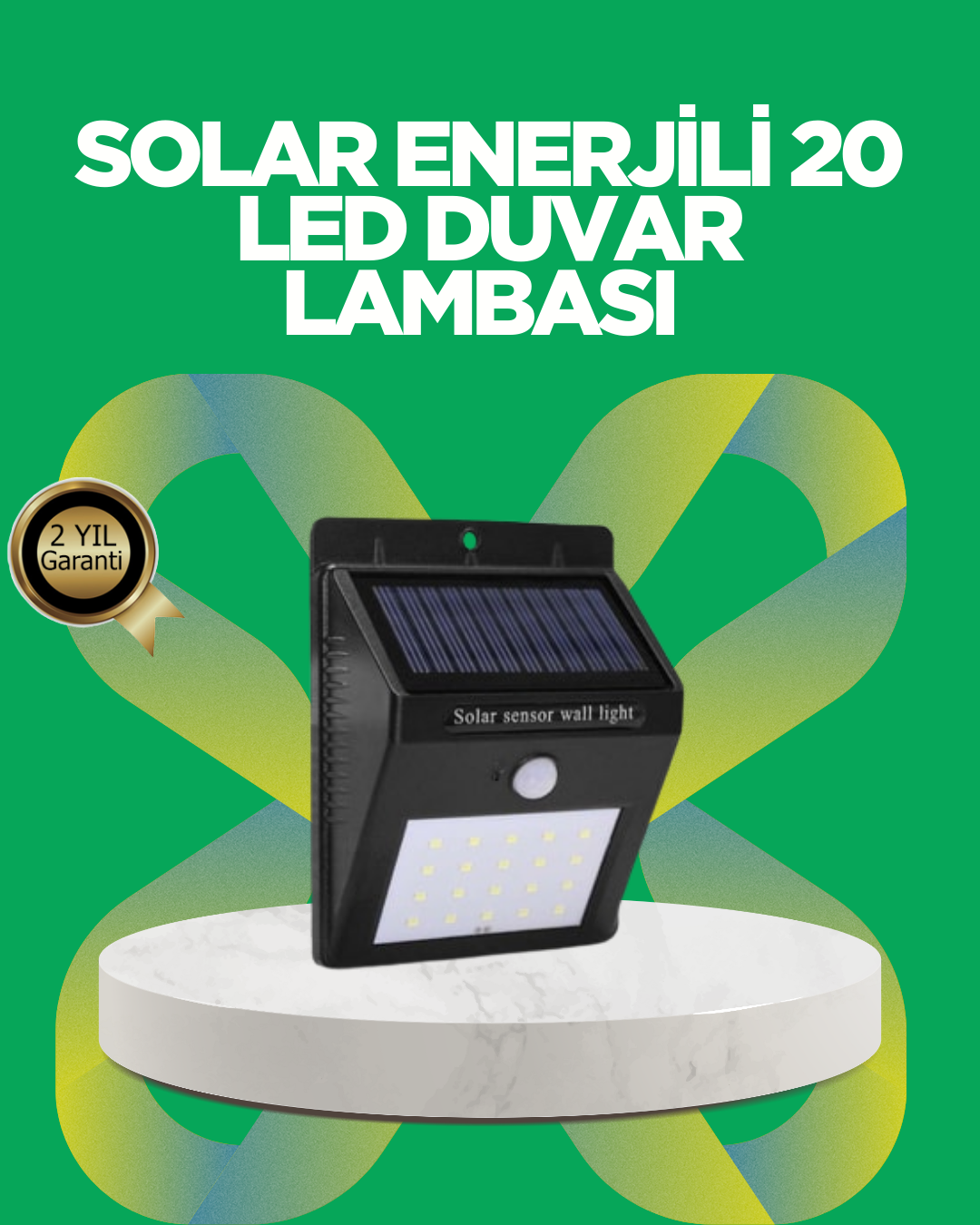 Solar Enerjili 20 LED Hareket Sensörlü Duvar Lambası - Lisinya
