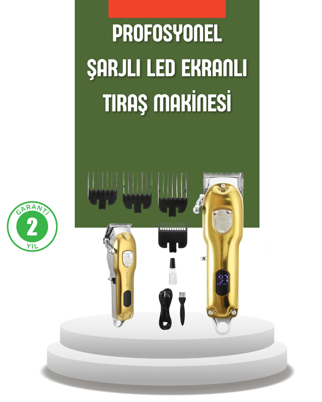 Güçlü Motorlu LCD Ekranlı Şarjlı Tıraş ve Şekillendirme Makinesi - Lisinya