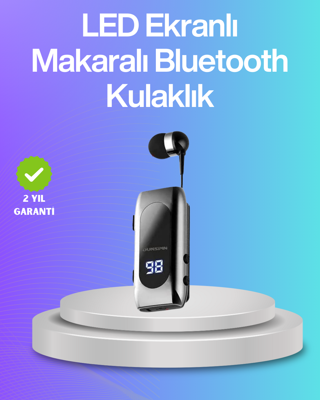 Bluetooth 5.2 Klipsli Kablosuz Kulaklık – Dijital Ekran & Titreşimli Uyarı - Lisinya