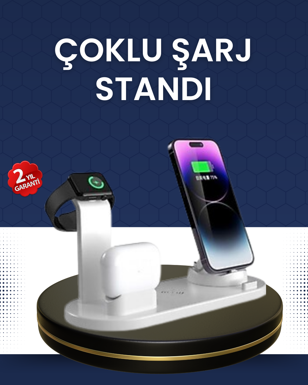 Modern Tasarımlı Çok Fonksiyonlu Kablosuz Şarj Standı - Lisinya