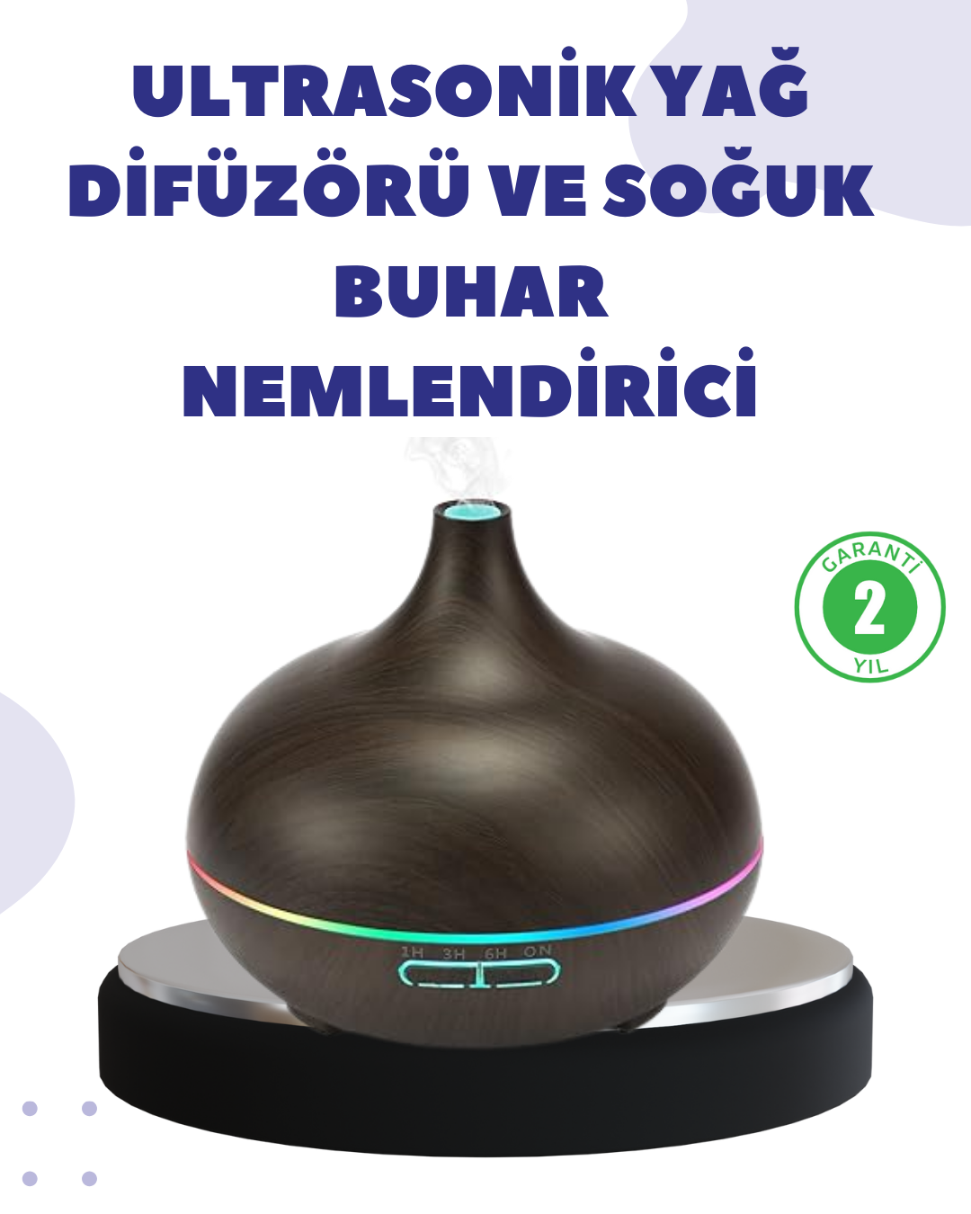 BN01 Uçucu Yağ Uyumlu Renkli LED Işıklı Nemlendirici - Lisinya