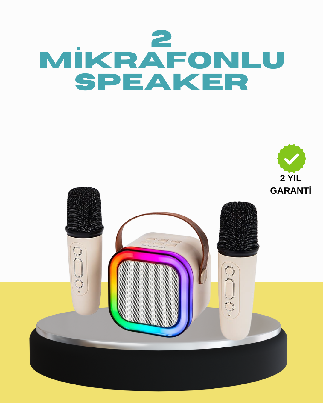 LED Işıklı Taşınabilir Karaoke Hoparlör – USB & AUX Girişli - Lisinya