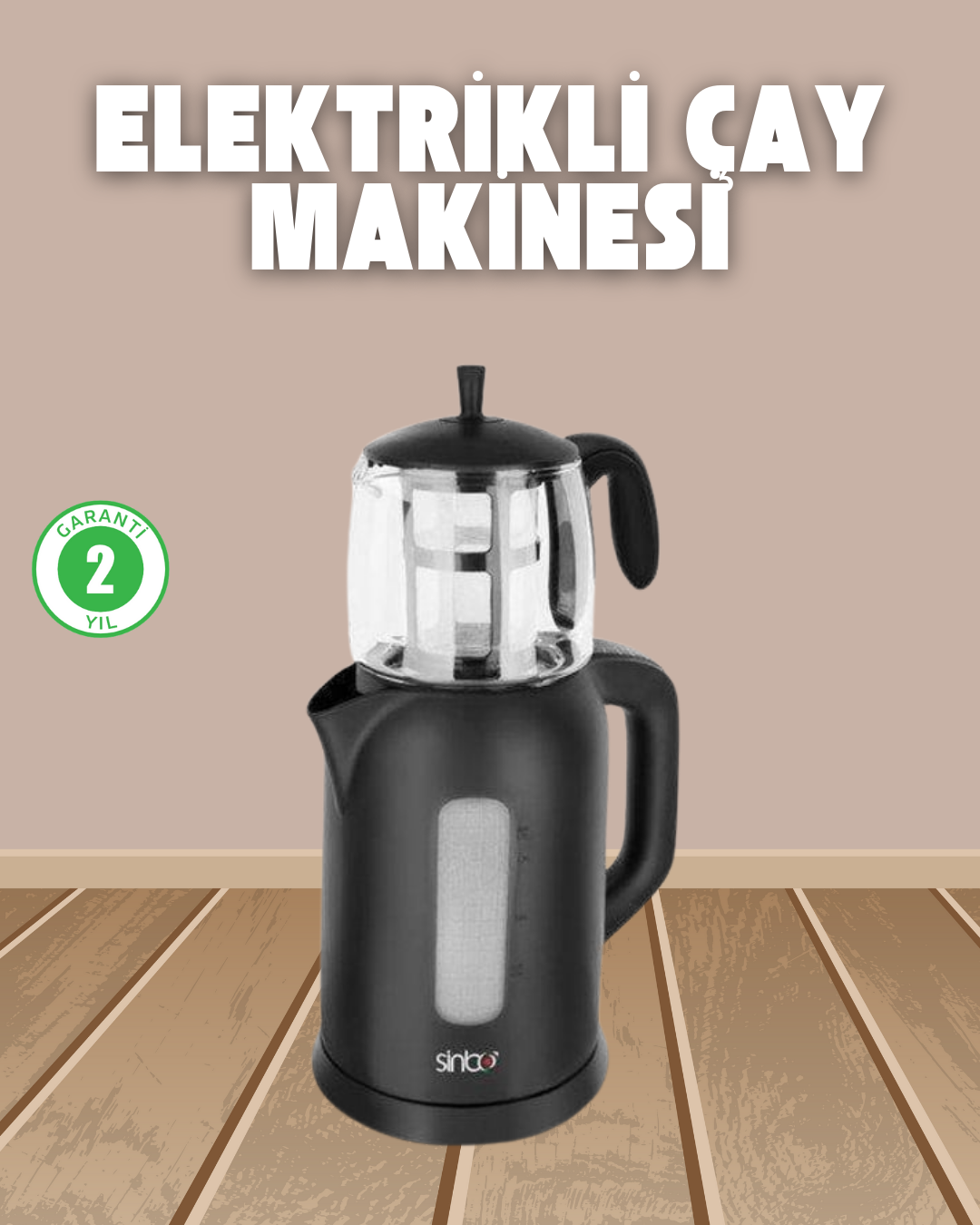 0,9 L Cam Demlik ve 1,7 L Su Haznesi ile Çay Keyfi - Lisinya