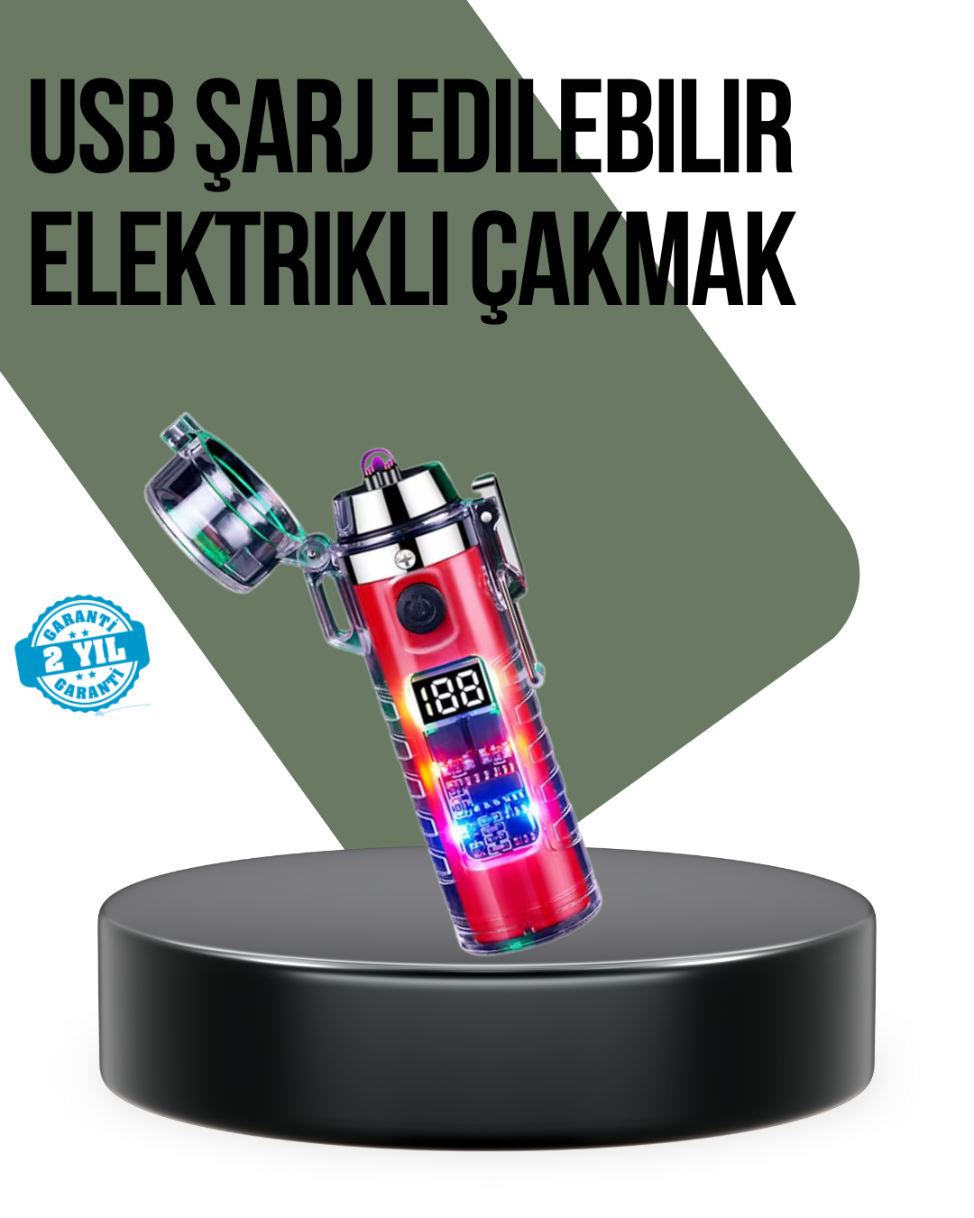Güç Göstergeli Şarjlı Fenerli USB Elektrikli Çakmak - Lisinya Güç Göstergeli Şarjlı Fenerli USB Elektrikli Çakmak - Lisinya