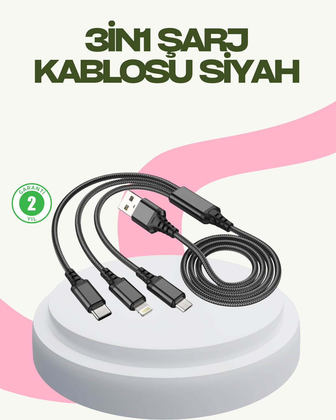 Hızlı Şarj Destekli Çoklu Şarj Kablosu – Seyahat ve Günlük Kullanım - Lisinya