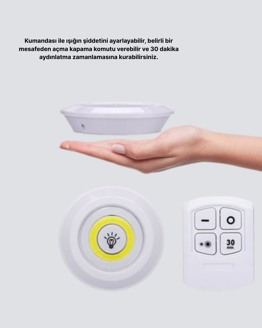 Kablosuz Gün Işığı 3’lü LED Spot Lamba Kumandalı - Lisinya