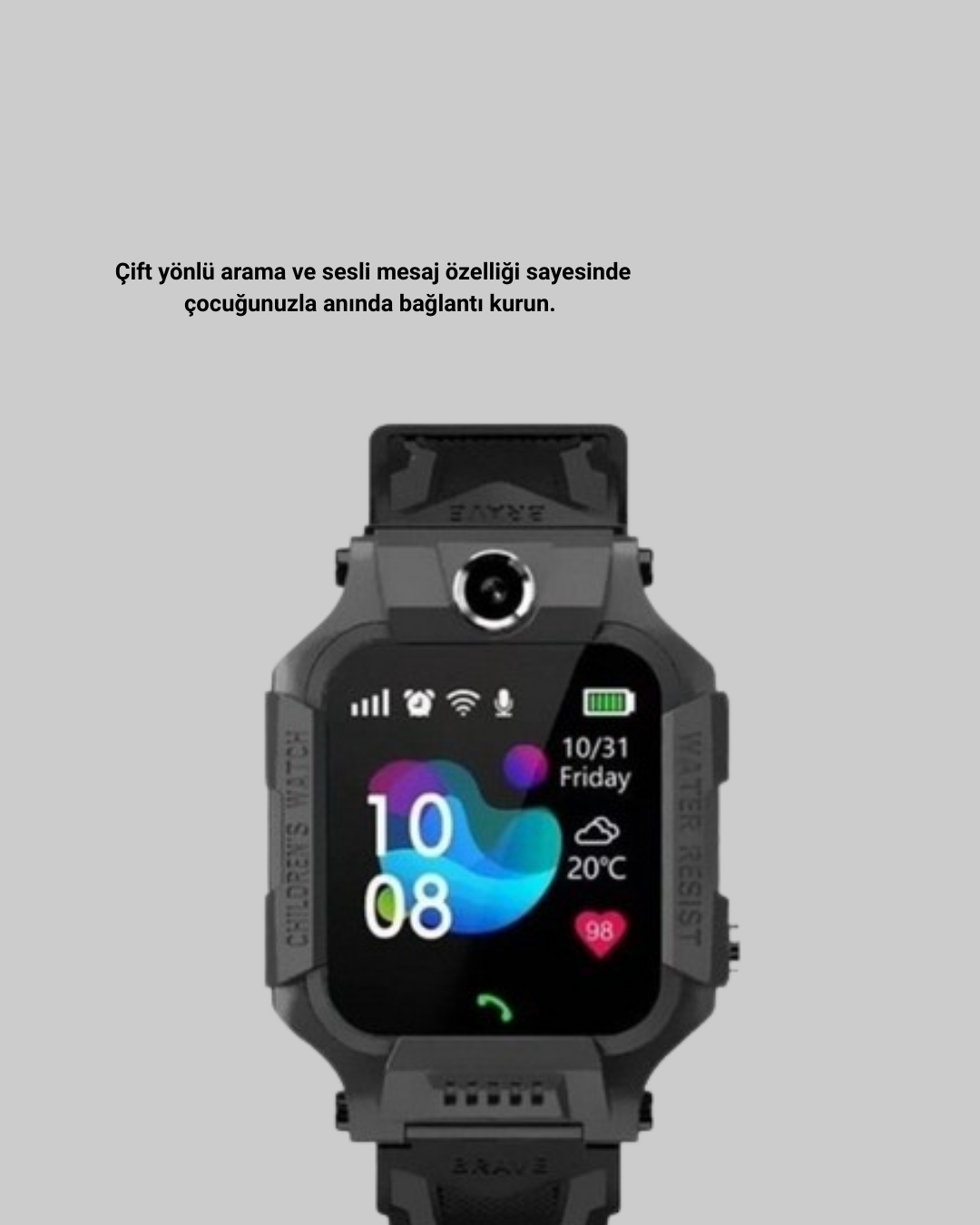 S10 Siyah Çocuk Takip Saati Güvenli Alan Uyarısı ve Sesli Mesaj - Lisinya