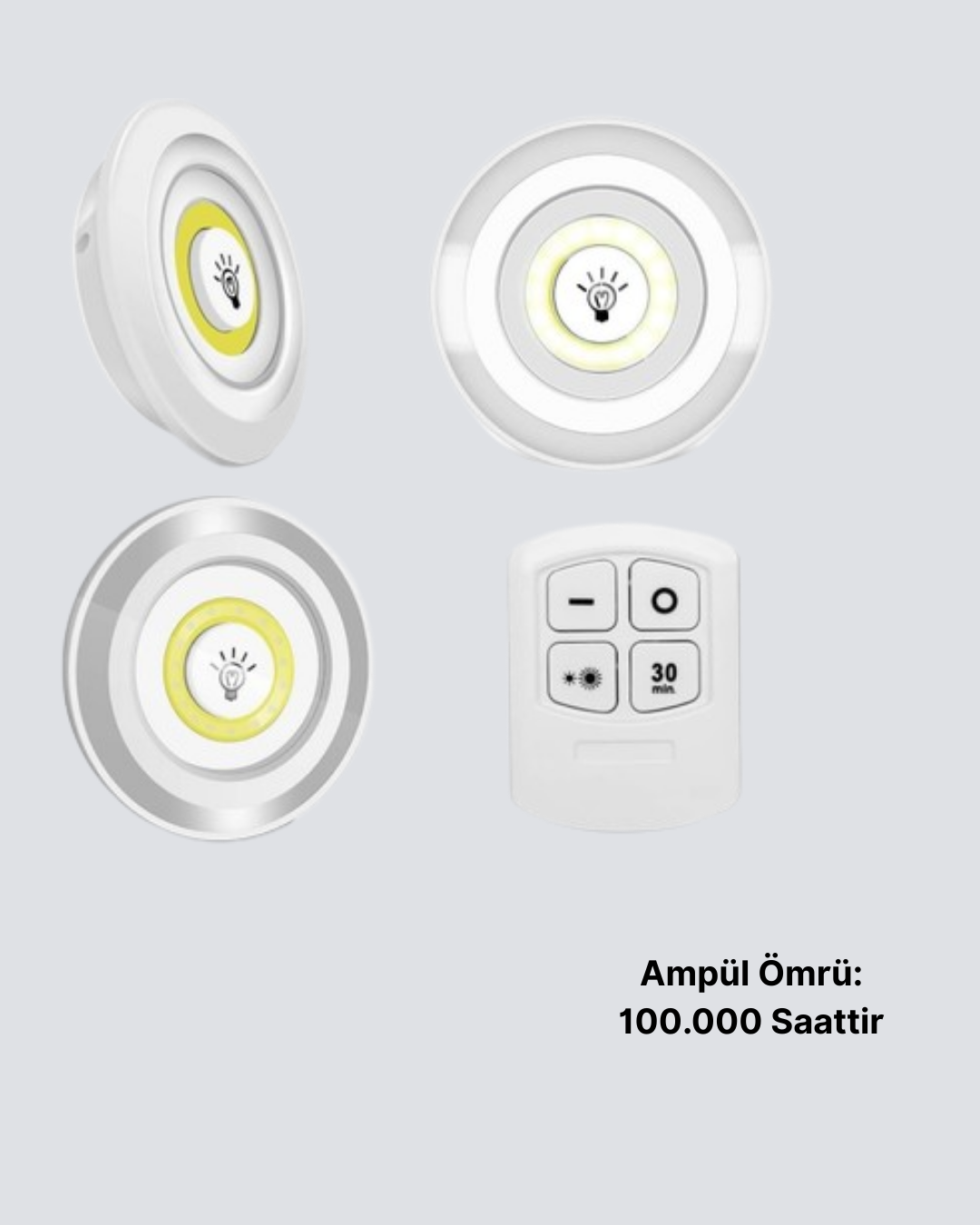Kablosuz Gün Işığı 3’lü LED Spot Lamba Kumandalı - Lisinya