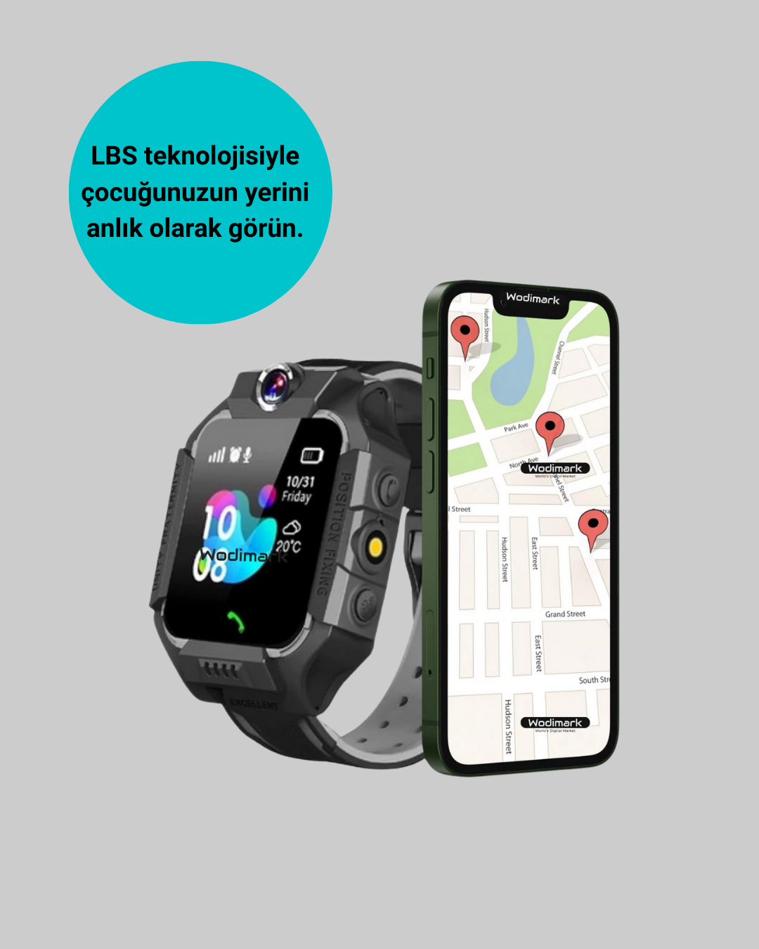 S10 Siyah Çocuk Takip Saati Güvenli Alan Uyarısı ve Sesli Mesaj - Lisinya