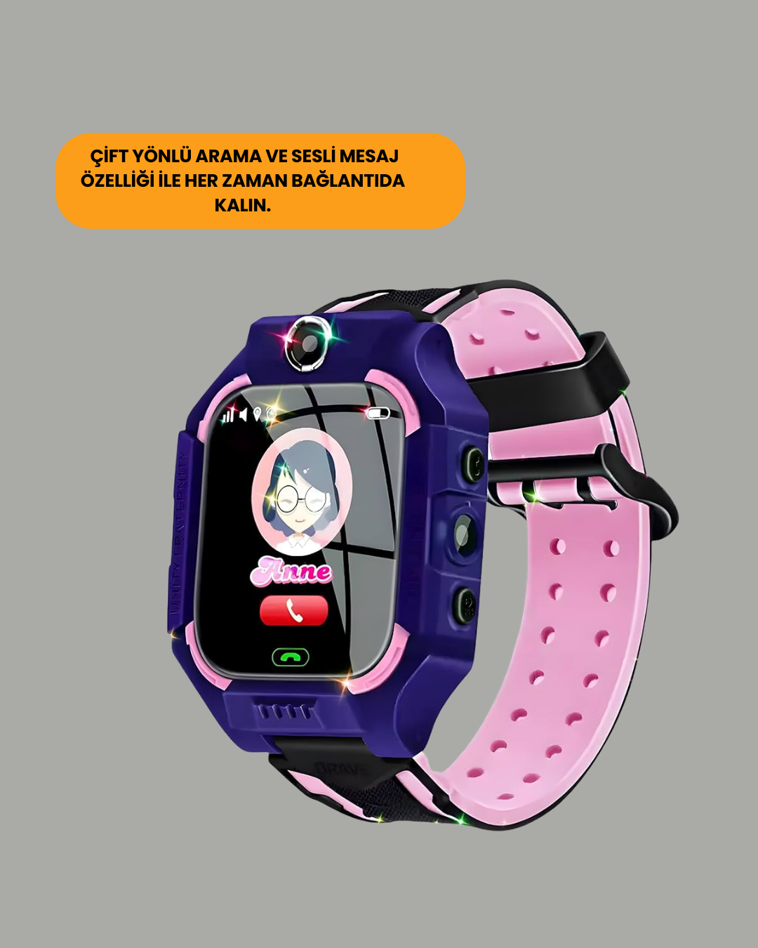 S10 Mor Akıllı Çocuk Saati Geçmiş Konum ve Acil Durum Uyarılı - Lisinya