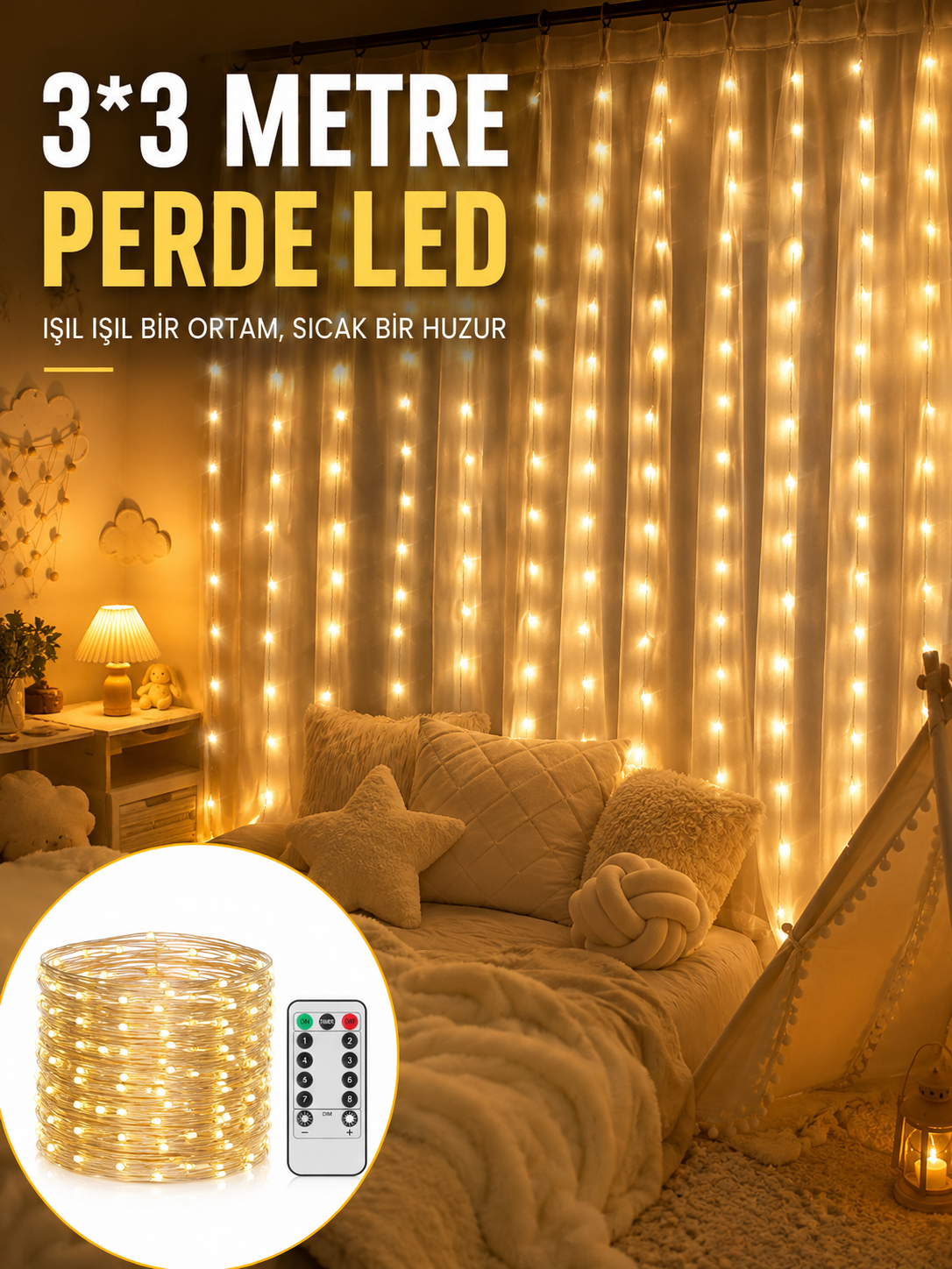 3x3 Metre Perde LED Işık – Parti ve Bahçe Dekorasyonu - Lisinya 3x3 Metre Perde LED Işık – Parti ve Bahçe Dekorasyonu - Lisinya
