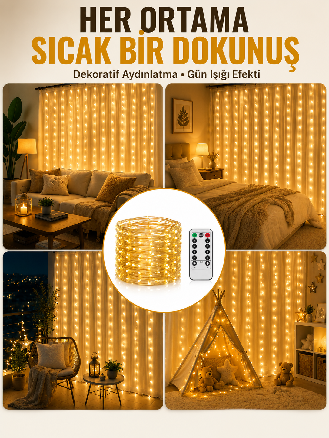 300 LED Perde Işık – Sıcak Beyaz Dekoratif Aydınlatma - Lisinya 300 LED Perde Işık – Sıcak Beyaz Dekoratif Aydınlatma - Lisinya
