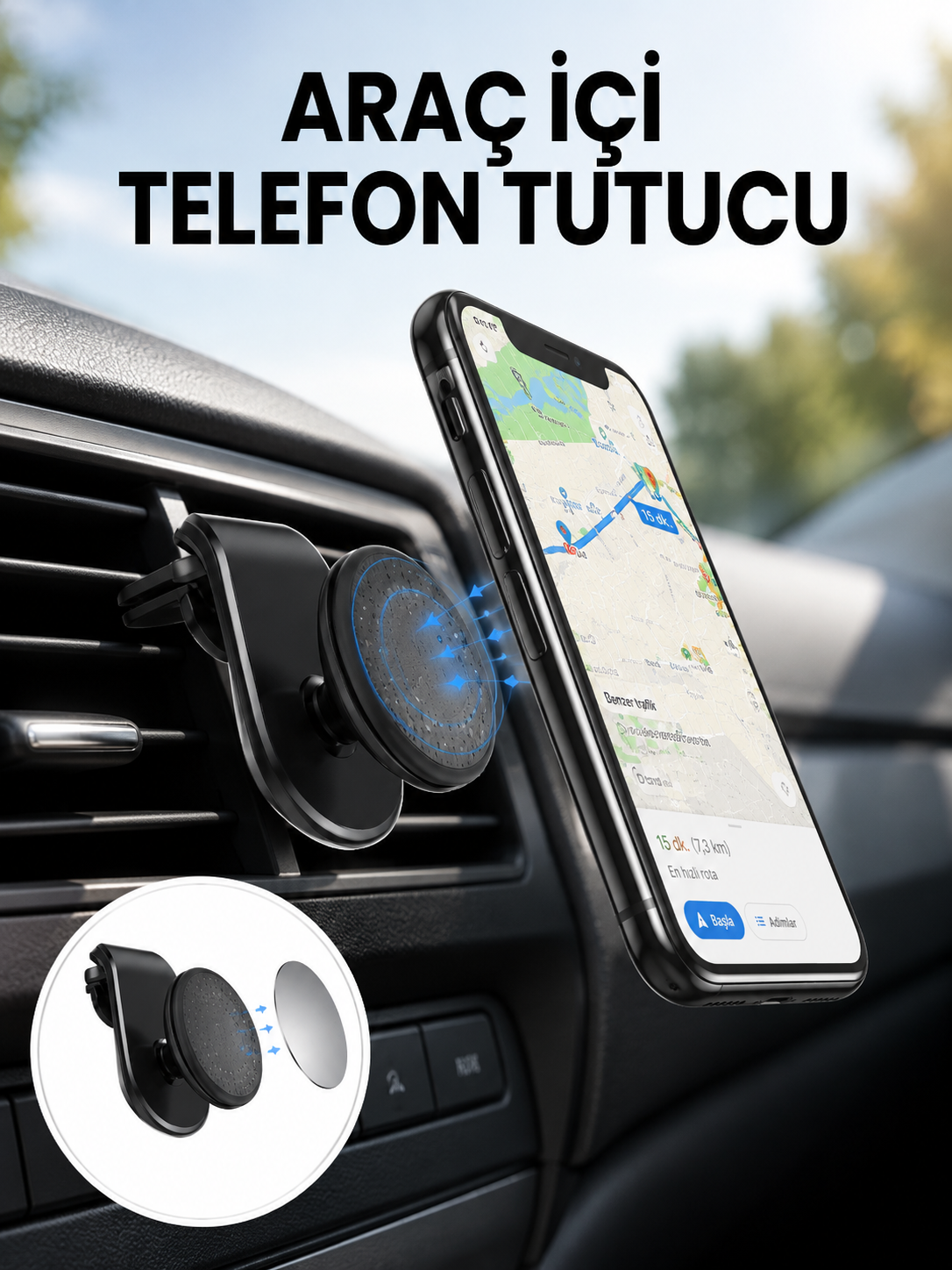 Güçlü Mıknatıslı Araç İçi Telefon Tutucu – Evrensel Uyum - Lisinya Güçlü Mıknatıslı Araç İçi Telefon Tutucu – Evrensel Uyum - Lisinya