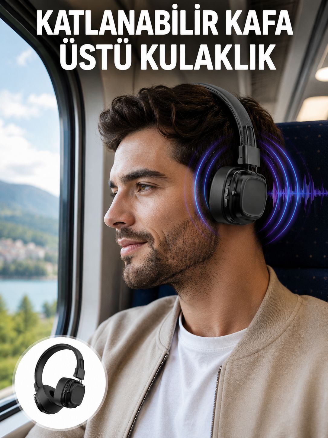 Ergonomik Konforlu Kablosuz Kulak Üstü Bluetooth Kulaklık - Lisinya