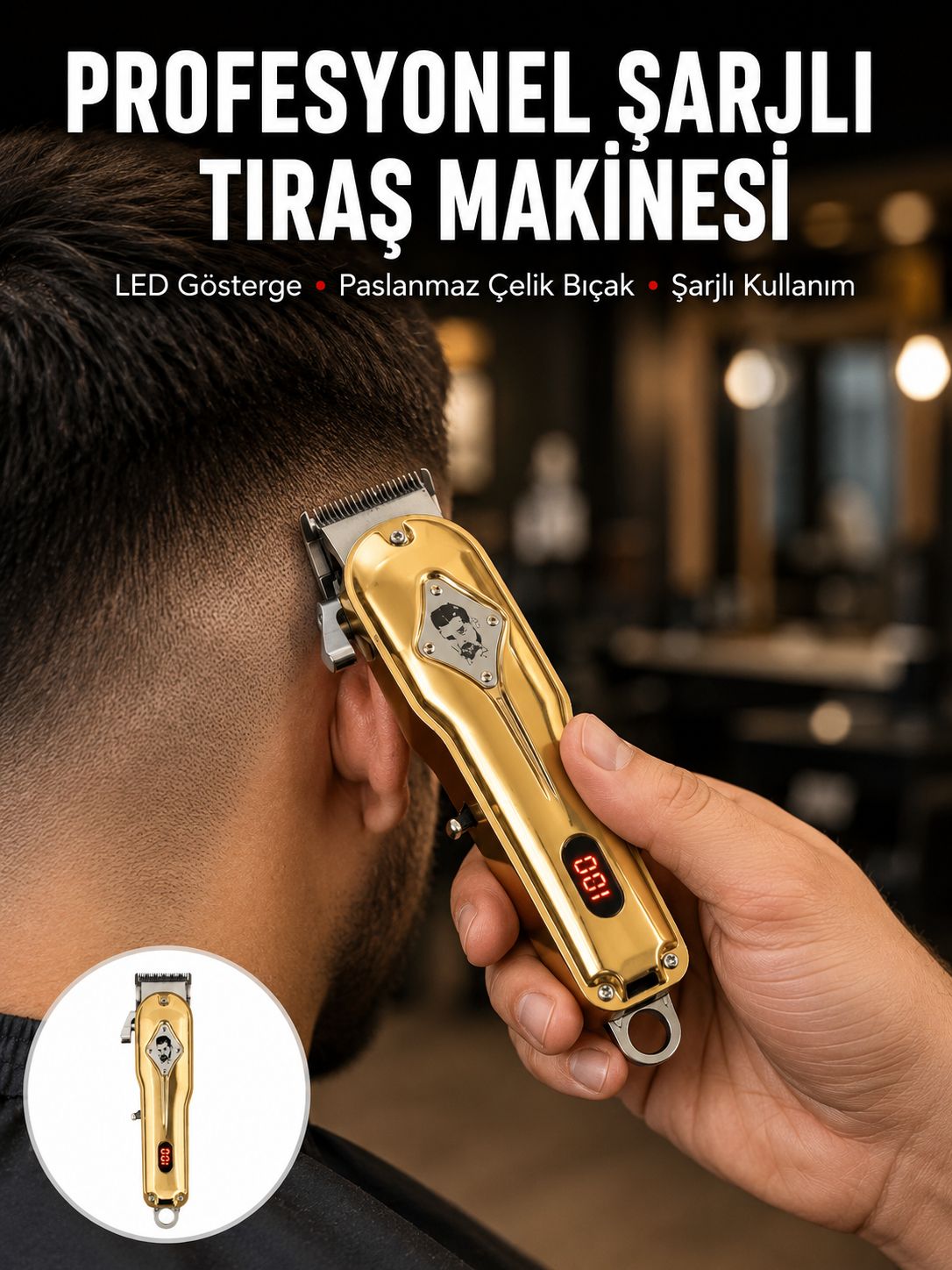 Type-C Şarjlı LCD Ekranlı Profesyonel Saç Sakal Tıraş Makinesi - Lisinya Type-C Şarjlı LCD Ekranlı Profesyonel Saç Sakal Tıraş Makinesi - Lisinya