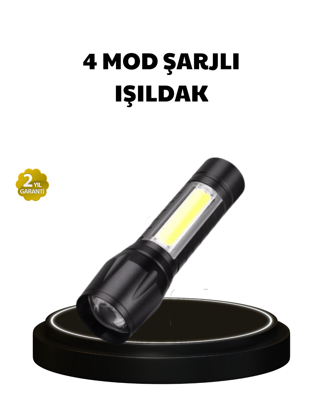 4 Mod Şarjlı Işıldak | Ultra Güçlü Cree LED | Su Geçirmez Alüminyum Gövde - Lisinya 4 Mod Şarjlı Işıldak | Ultra Güçlü Cree LED | Su Geçirmez Alüminyum Gövde - Lisinya