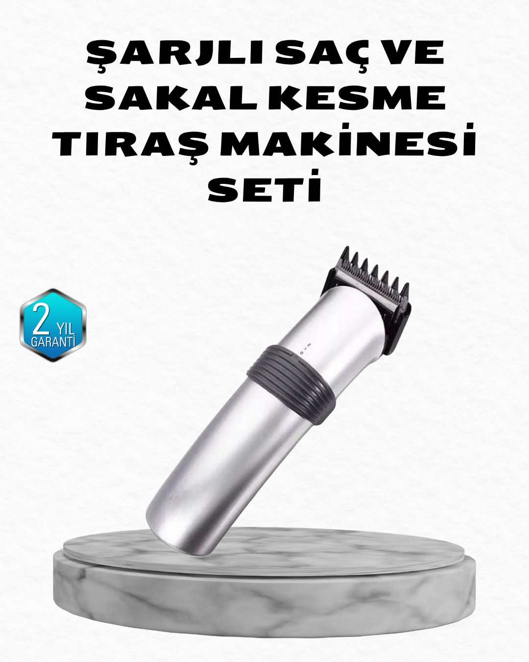Profesyonel Şarjlı Saç ve Sakal Kesme Makinesi – Paslanmaz Çelik Bıçaklı, Ergonomik ve Sessiz Motorlu - Lisinya