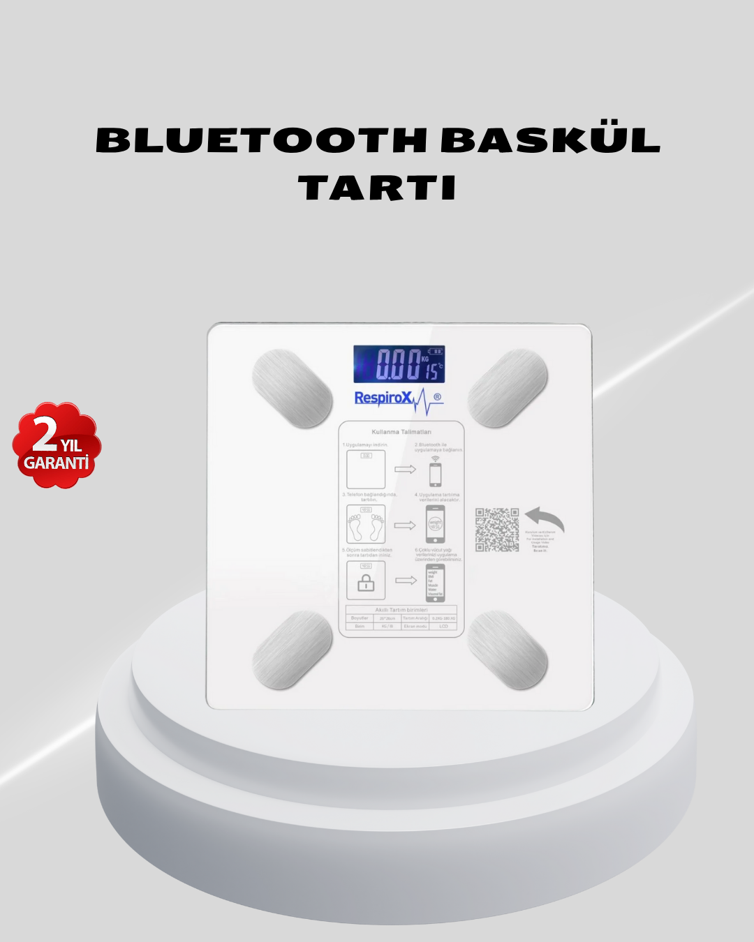 Akıllı Bluetooth Tartı – 8 Farklı Ölçüm Verisi, Otomatik Kişi Tanıma - Lisinya