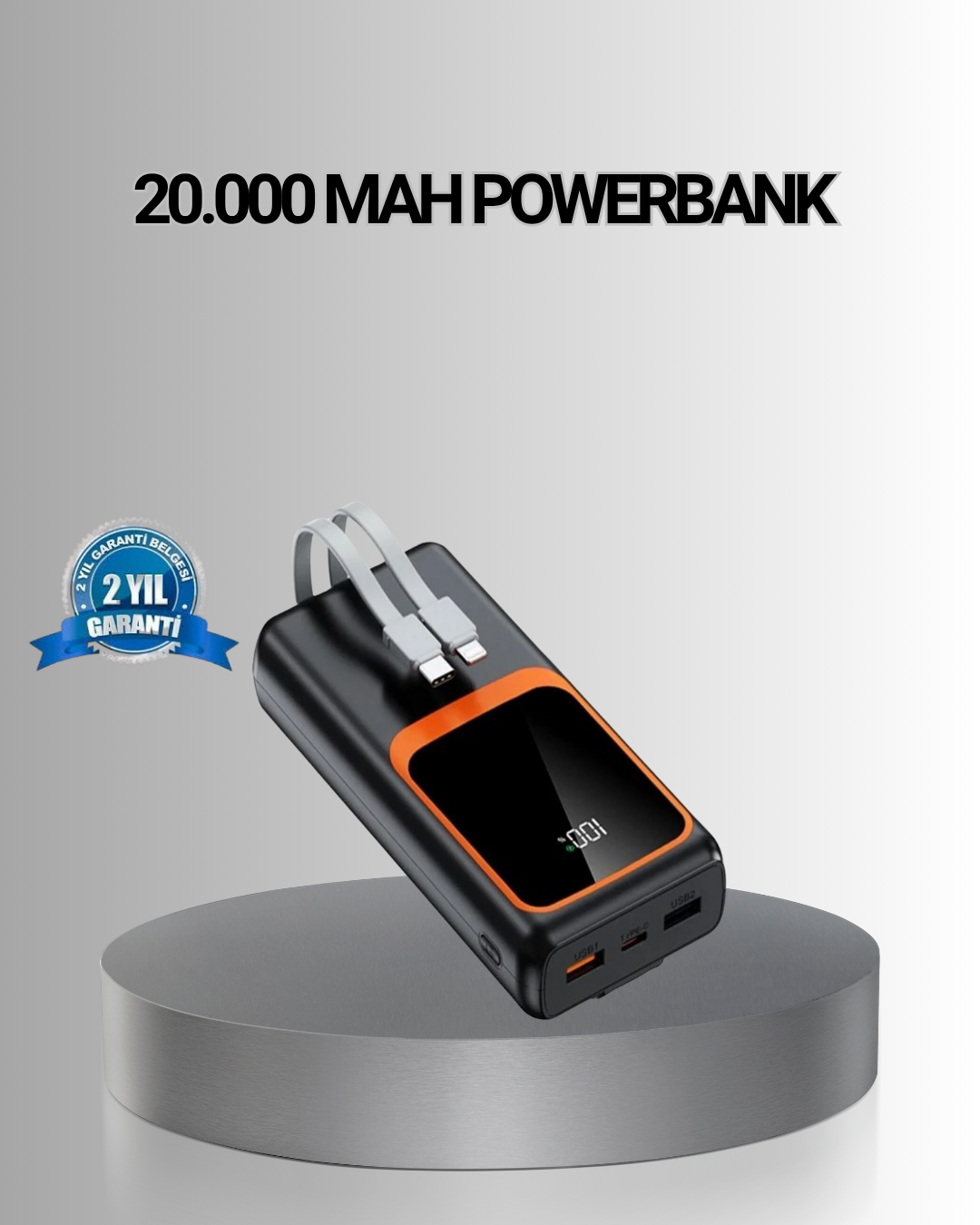 Powerbank 20000 mAh Yüksek Kapasiteli ve 22.5W Hızlı Şarj Destekli - Lisinya