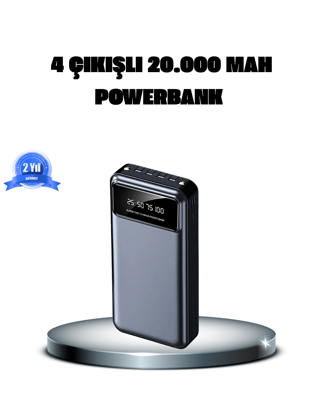 Powerbank 20000 mAh 4 Çıkışlı Hızlı Şarjlı ve LED Göstergeli - Lisinya