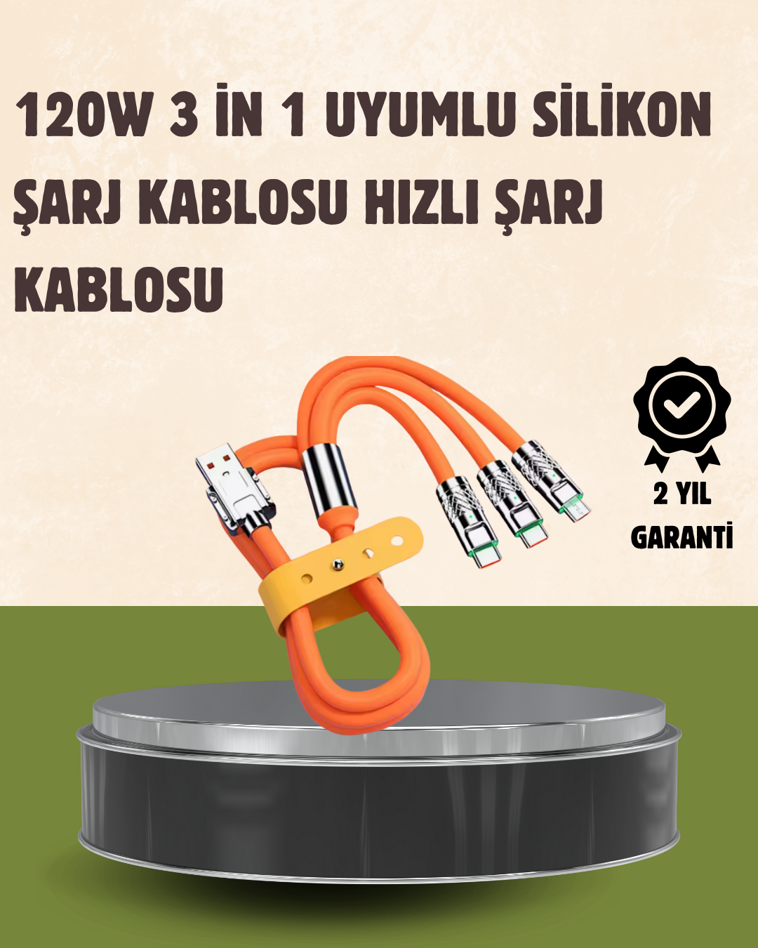 120 W Şarj ve Veri Aktarımı Kablo– 3 Başlıklı Çok Amaçlı Kablo Yüksek Hızlı - Lisinya 120 W Şarj ve Veri Aktarımı Kablo– 3 Başlıklı Çok Amaçlı Kablo Yüksek Hızlı - Lisinya