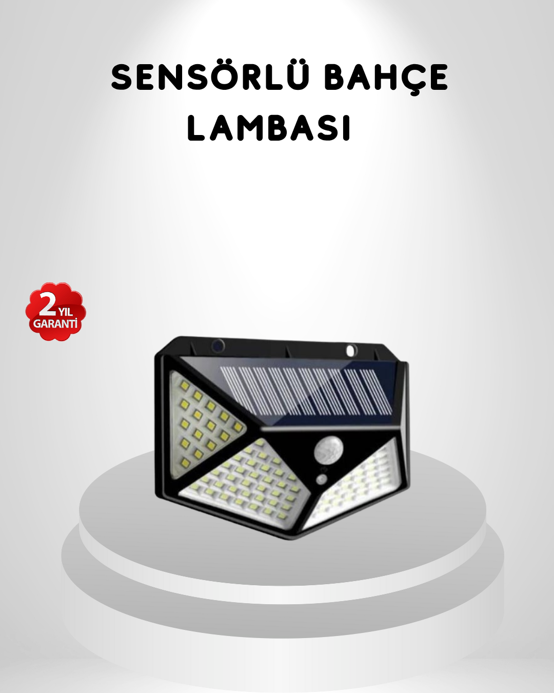 100 LED Güneş Enerjili Bahçe Lambası – PIR Sensörlü, IP65 Su Geçirmez Dış Mekan Aydınlatma - Lisinya