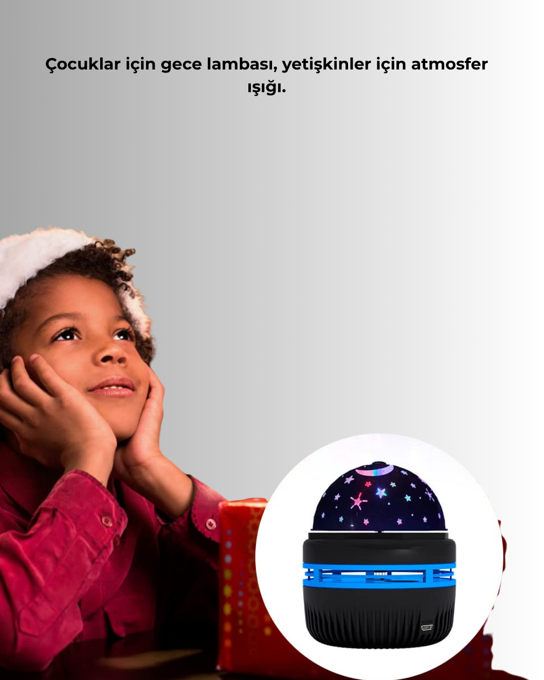 360° Dönen Galaxy Projektörlü Gece Lambası – Star Master Yıldızlı Gökyüzü Efekti - Lisinya
