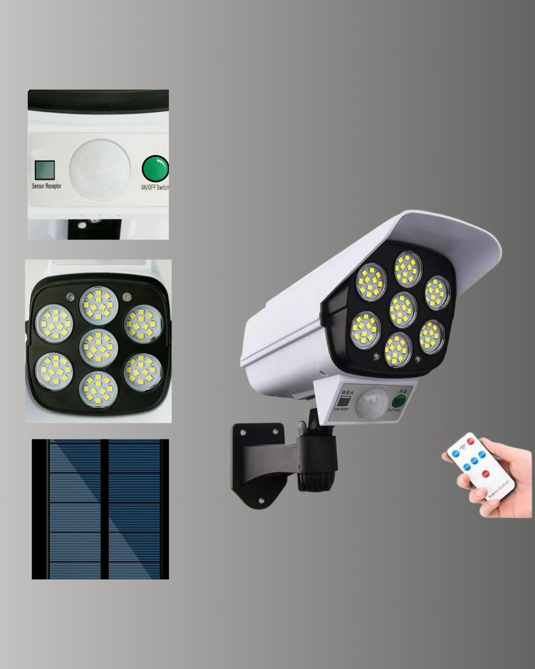 PVC+PC Malzemeli, 2'si 1 Arada Güvenlik Lambası – Ayarlanabilir Başlık ve Panel Açısı - Lisinya