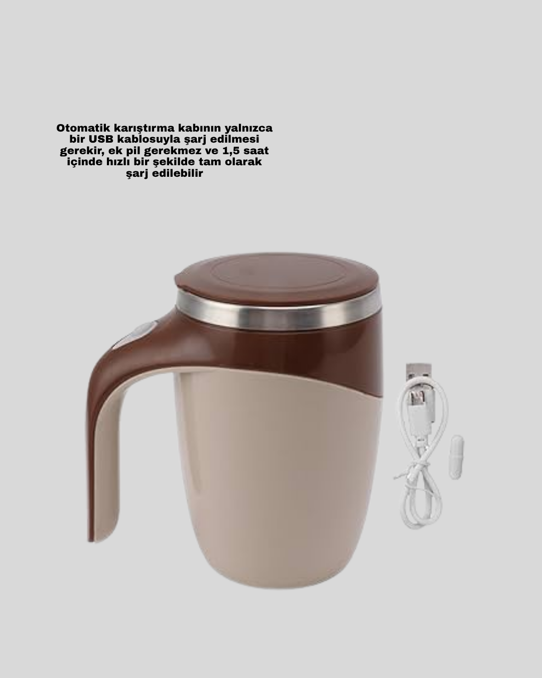 Paslanmaz Çelik Şarjlı Karıştırma Kupa – Otomatik Manyetik Blender Fincan - Lisinya