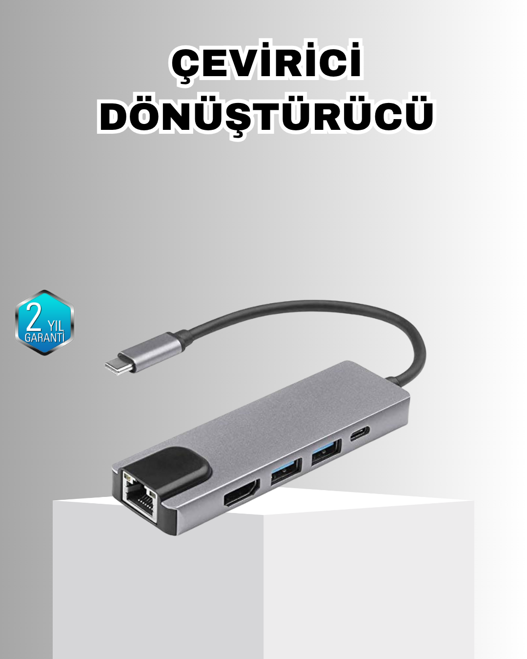 Alüminyum Kasalı MacBook USB-C Hub – 4K HDMI, USB 3.0, SD/TF Kart Girişi, PD Şarj Desteği - Lisinya