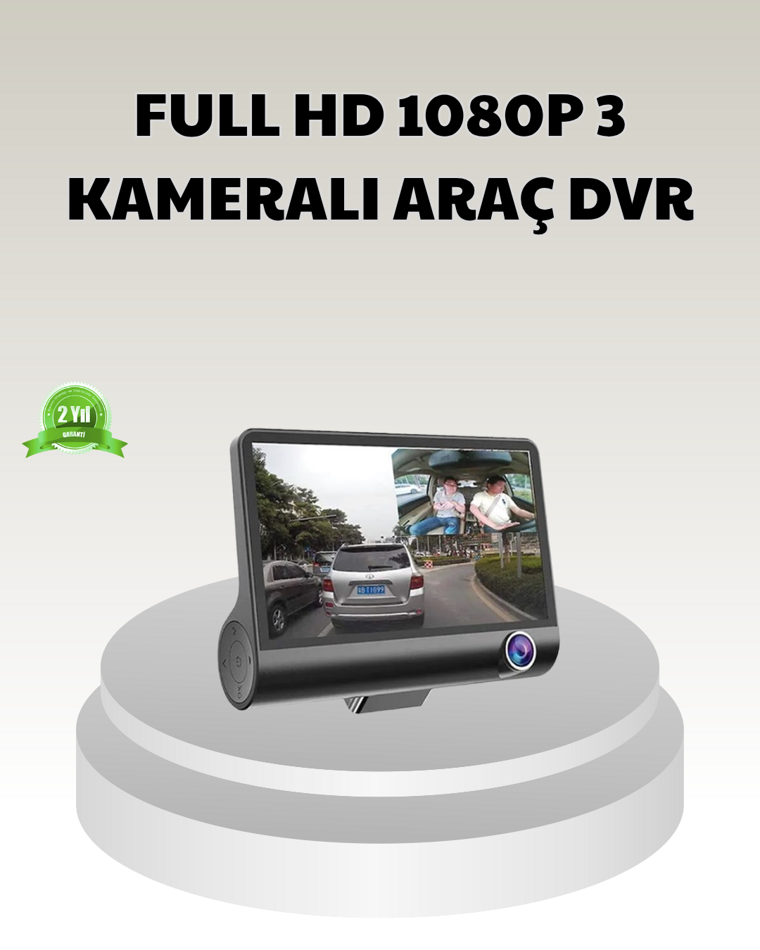 Araç DVR Kamerası 3’lü 170° Geniş Açılı Full HD ve Park Destekli - Lisinya