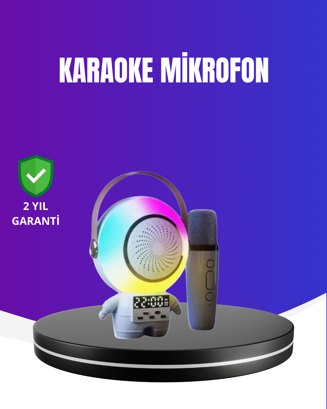 RGB Işıklı Astronot Bluetooth Hoparlör Karaoke Mikrofonlu - Lisinya