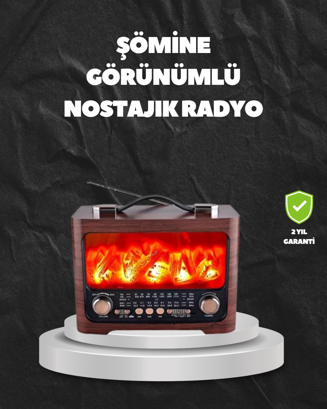 Solar Şarjlı Şömine Işıklı Bluetooth Hoparlör – Radyo, USB, TF Kart Destekli - Lisinya