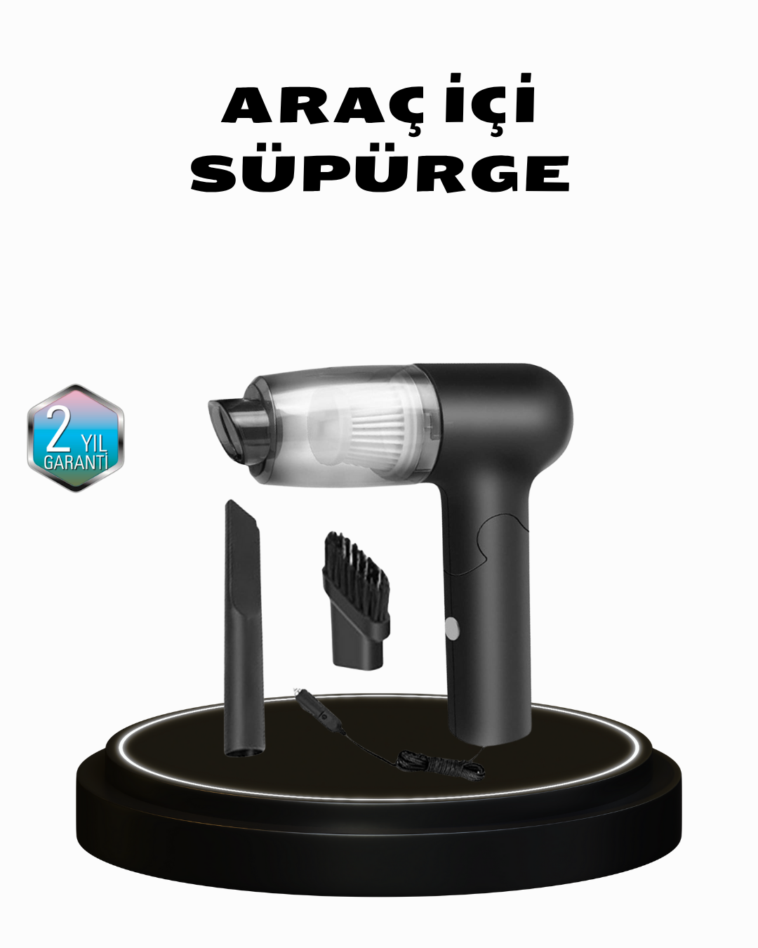 Taşınabilir Vakumlu Araç Süpürgesi – Katlanabilir Sap, Yıkanabilir Filtre, 120W Motor - Lisinya