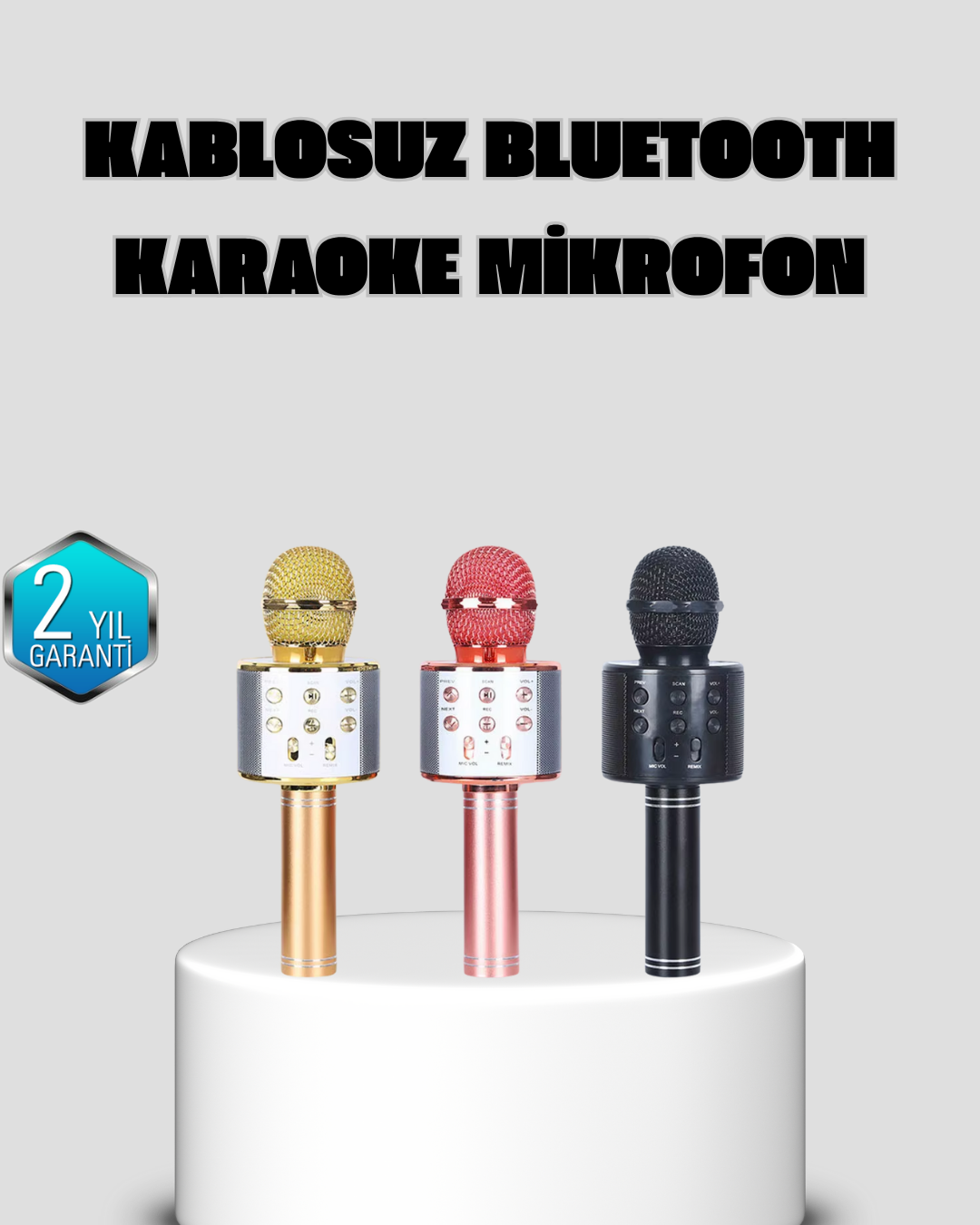 Taşınabilir Karaoke Mikrofon – Bluetooth, USB ve AUX Girişli - Lisinya