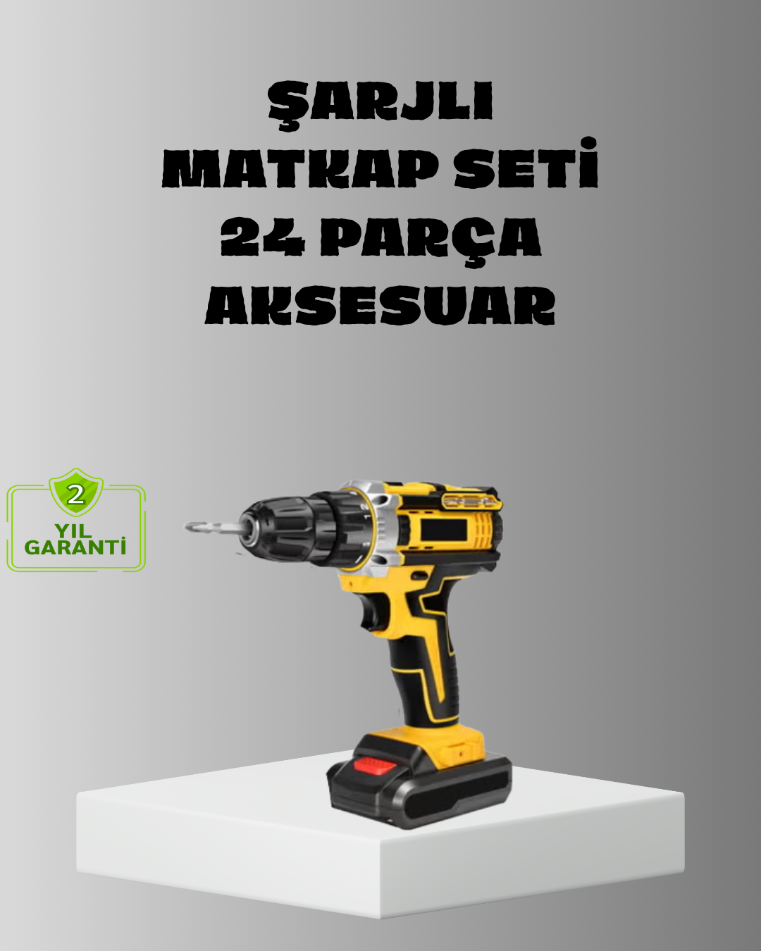 Şarjlı Darbeli Matkap Seti – 2 Bataryalı, 24W Güç, 24 Parça Aksesuar, LED Işıklı - Lisinya