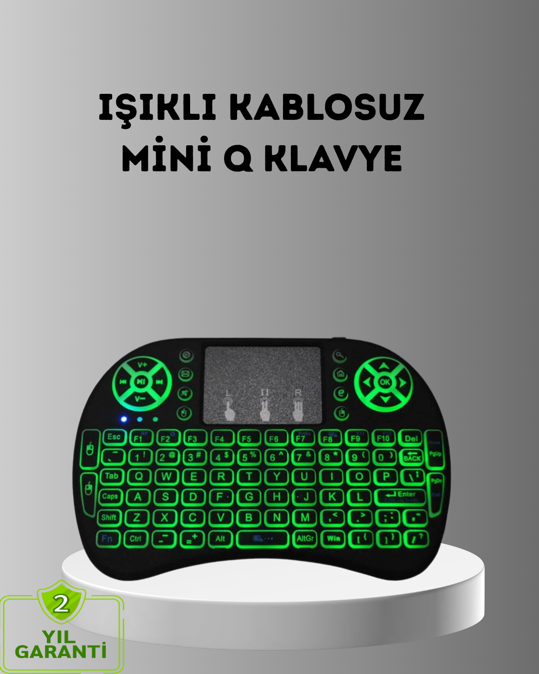 LED Işıklı Q Klavye – Touchpad, Numerik Tuş Takımı ve Multimedya Kısayolları - Lisinya